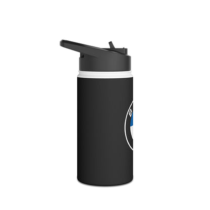 Left Side view of the 12oz BMW stainless steel water bottle.