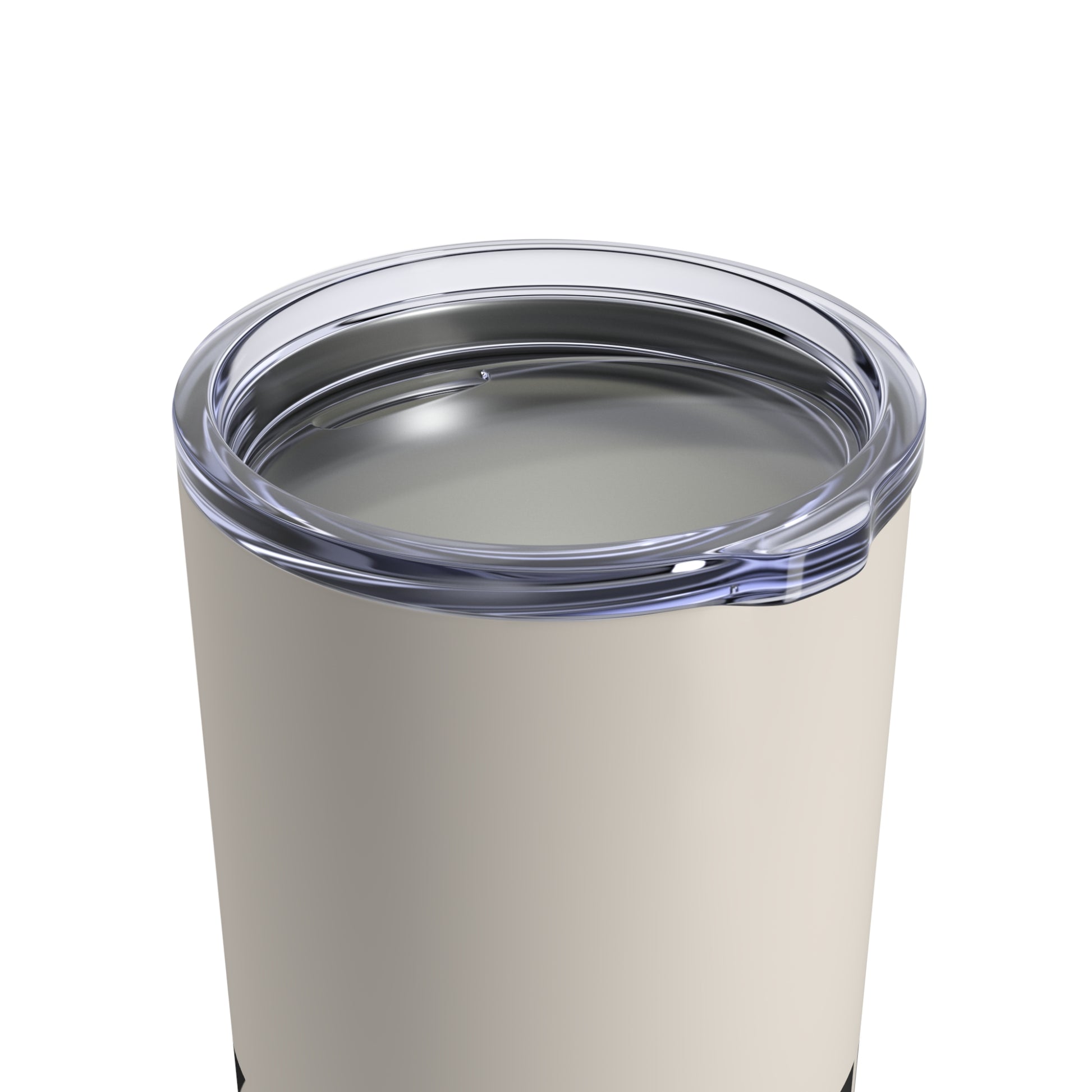 Top view of the AMG tumbler in Diamond White highlighting the spill-proof lid.