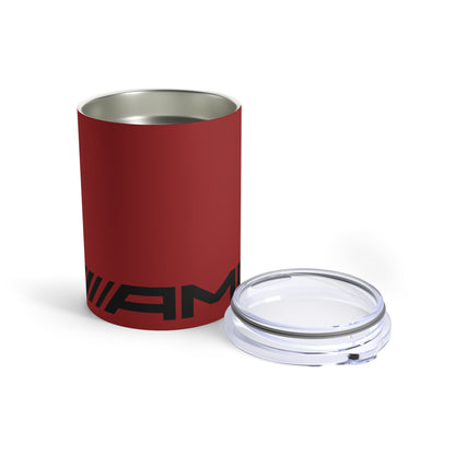 Side view of the AMG tumbler in Mars Red with the lid removed.