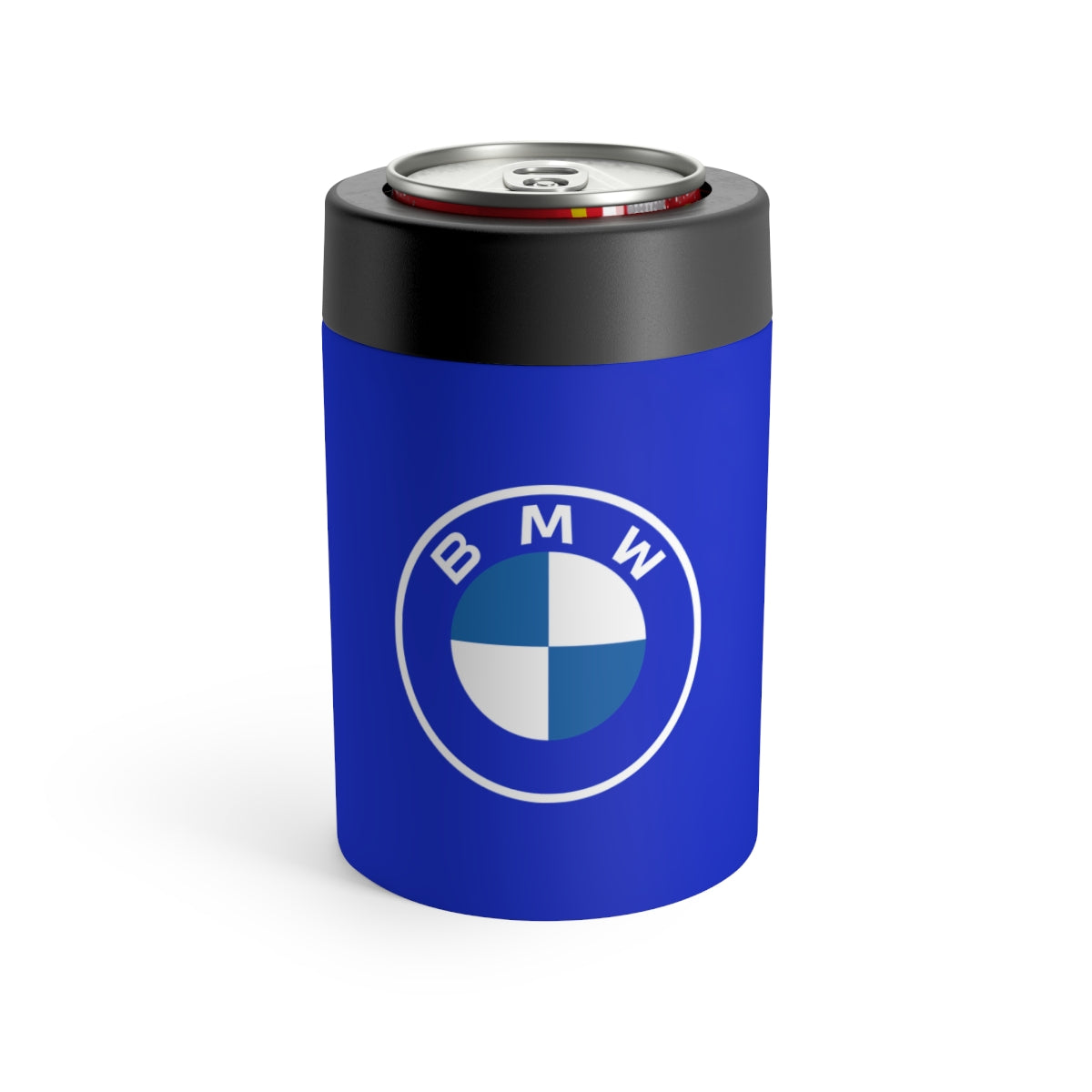 BMW can holder in San Marino Blue with the BMW logo.