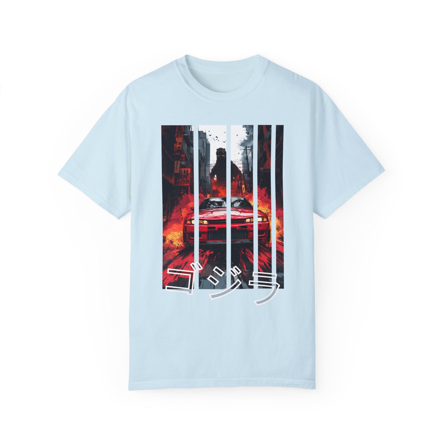 Chambray Godzilla T-shirt featuring bold Nissan GT-R print