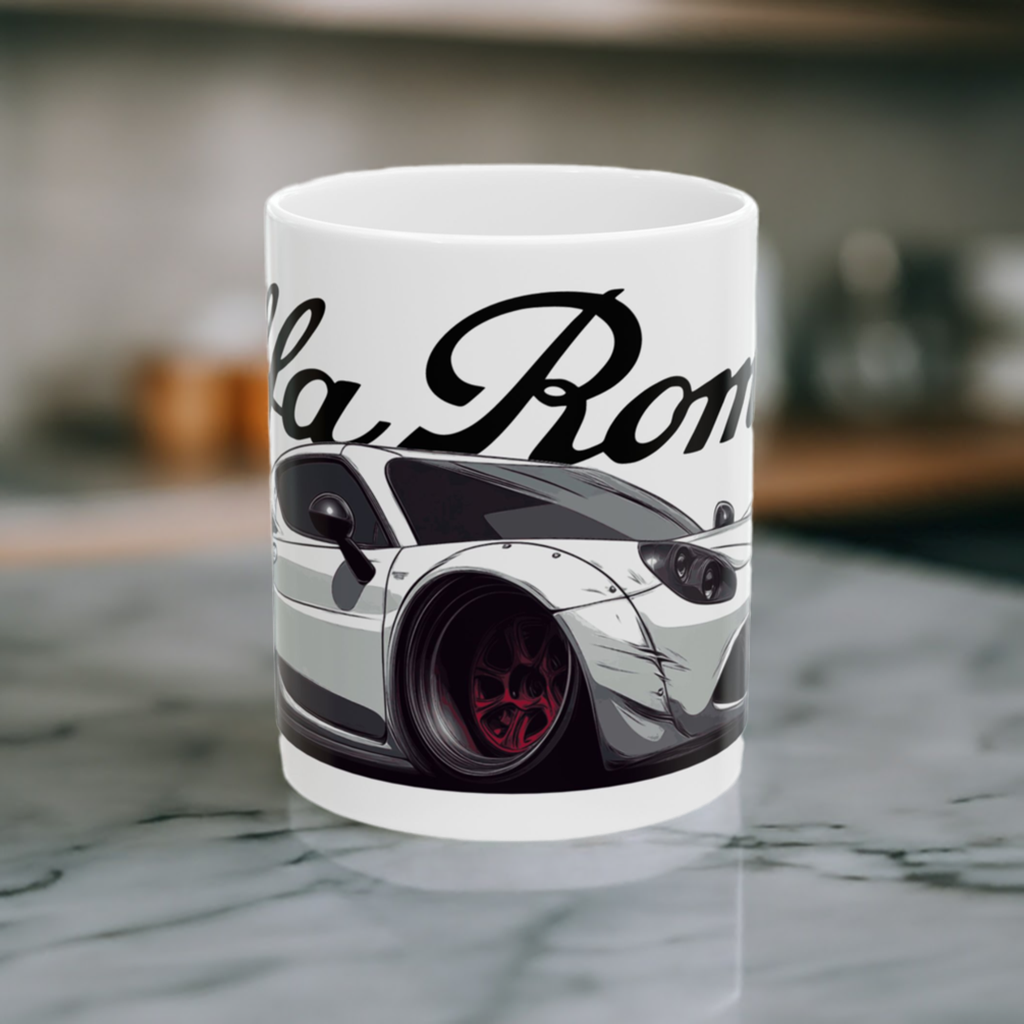 Front of 11oz Alfa Romeo 4C coffee mug