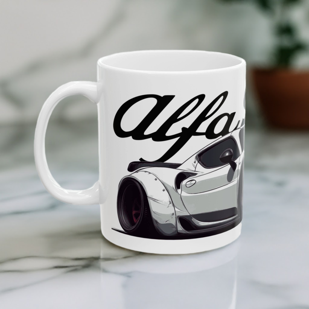 left side of 11oz Alfa Romeo 4C coffee mug