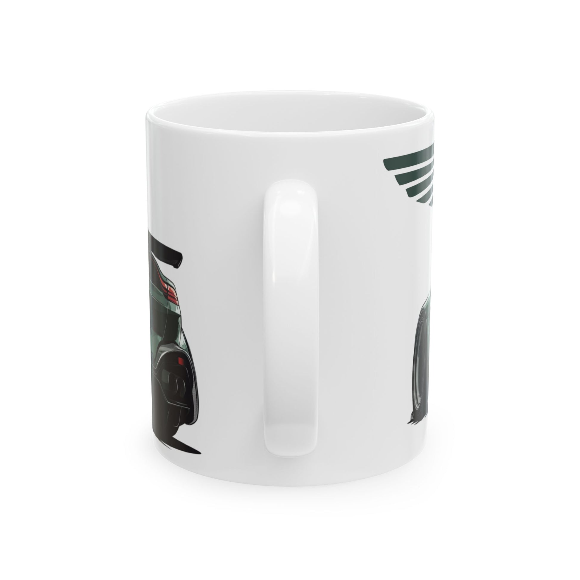 Side view of the Aston Martin Vantage mug showing the handle and part of the car design.