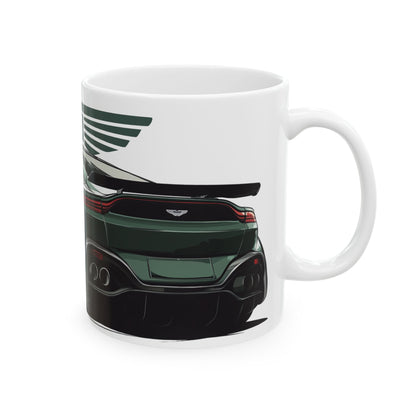 Back view of the mug with a continuation of the Aston Martin Vantage design.