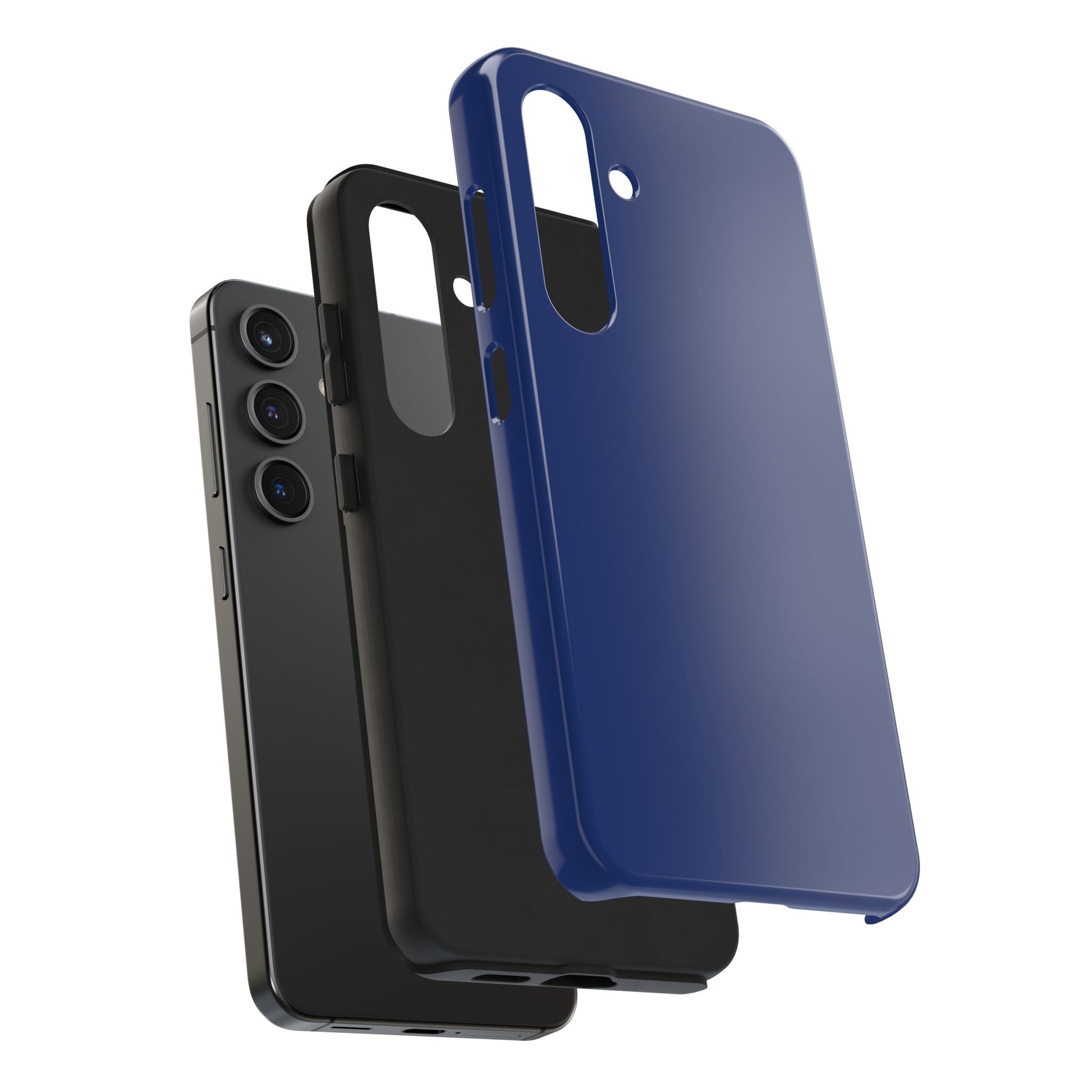 Exploded view of the Samsung Galaxy S24 BMW Tanzanite Blue phone case. 