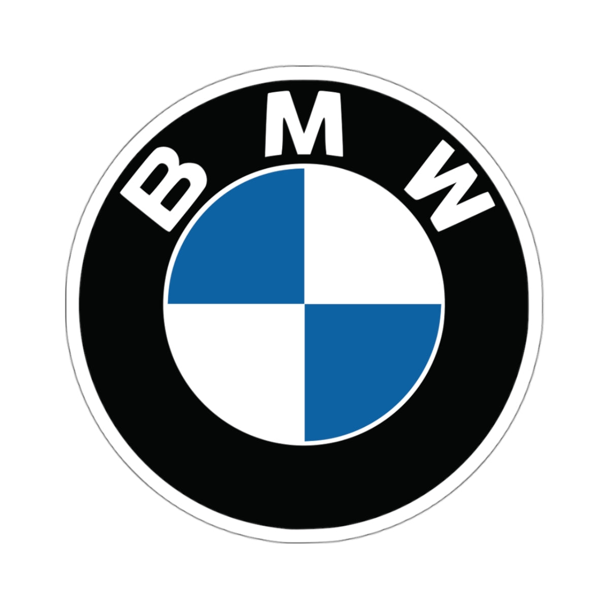 3 inch BMW sticker with a design of the BMW logo in blue and white on a white background.