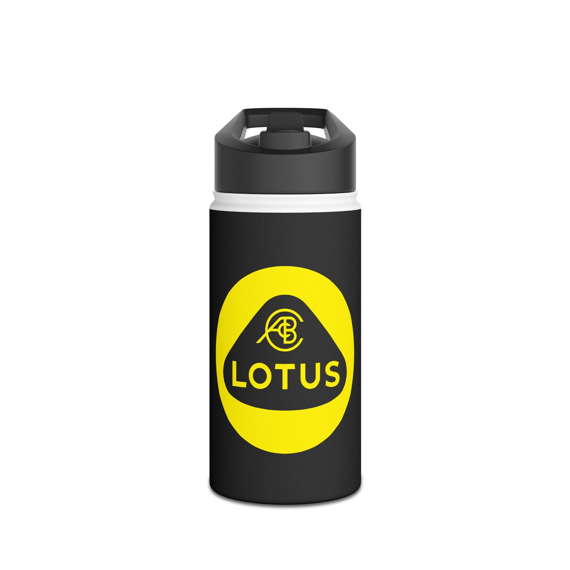 Front view of the 12oz LOTUS stainless steel water bottle.