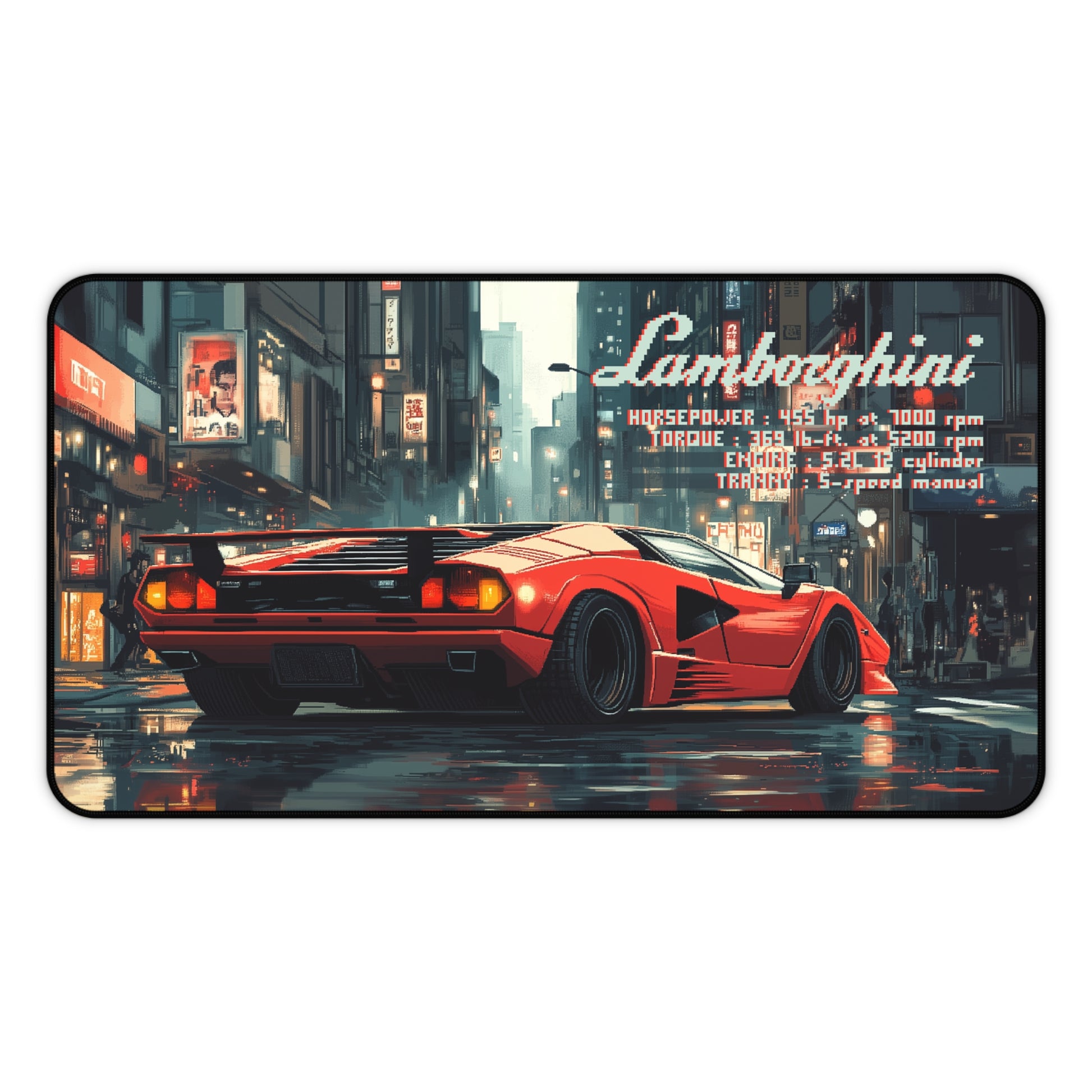 12 inch by 22 inch Lamborghini Countach Deskmat on a white background