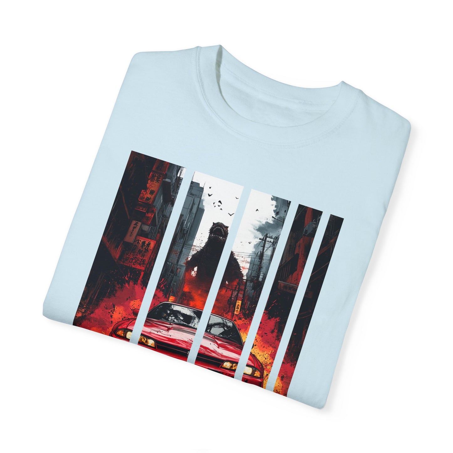 Folded Chambray Godzilla T-shirt with Nissan GT-R design