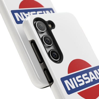 Back view of the White Samsung Galaxy S23 Vintage Nissan phone case.