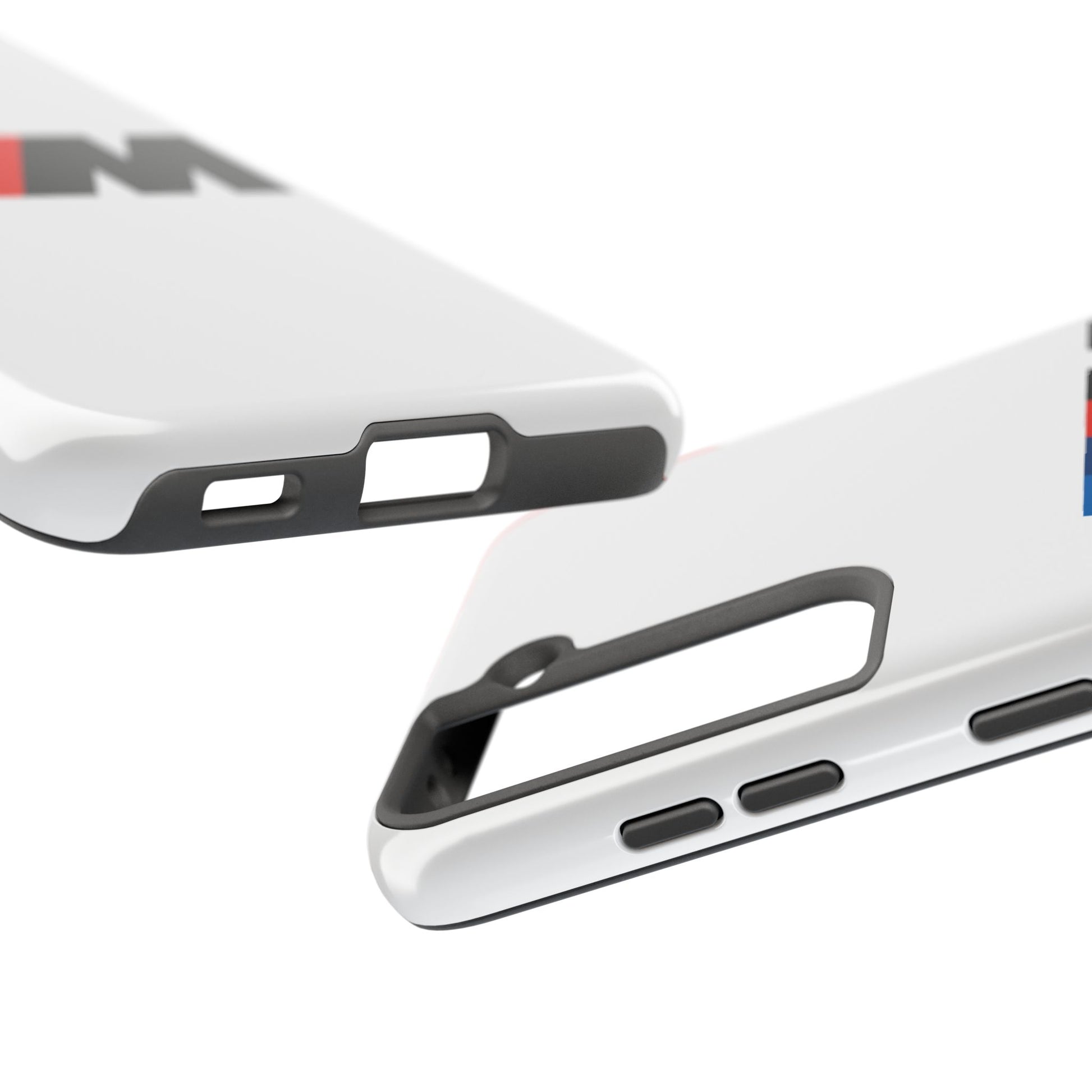 Side view of the White Samsung Galaxy S21 BMW M phone case