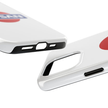 Side view of the White iPhone 15 Pro Max Vintage Nissan phone case