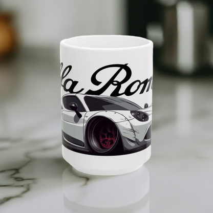 Front of 15oz Alfa Romeo 4C coffee mug