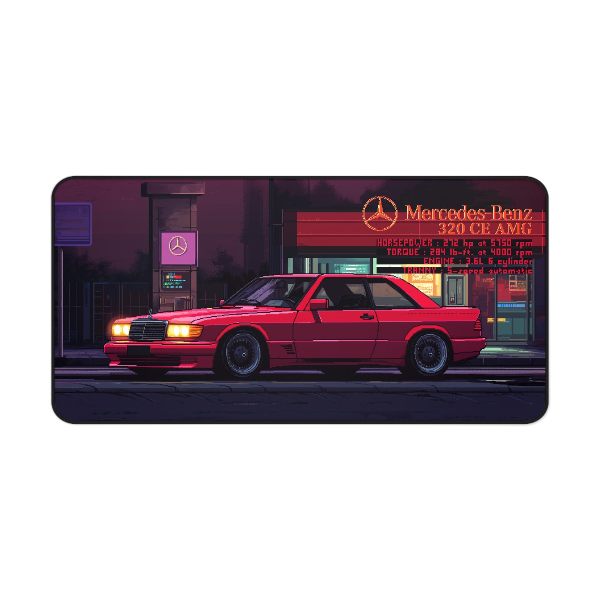 15.5 inch by 31 inch Mercedes-Benz 320 CE AMG Deskmat on a white background