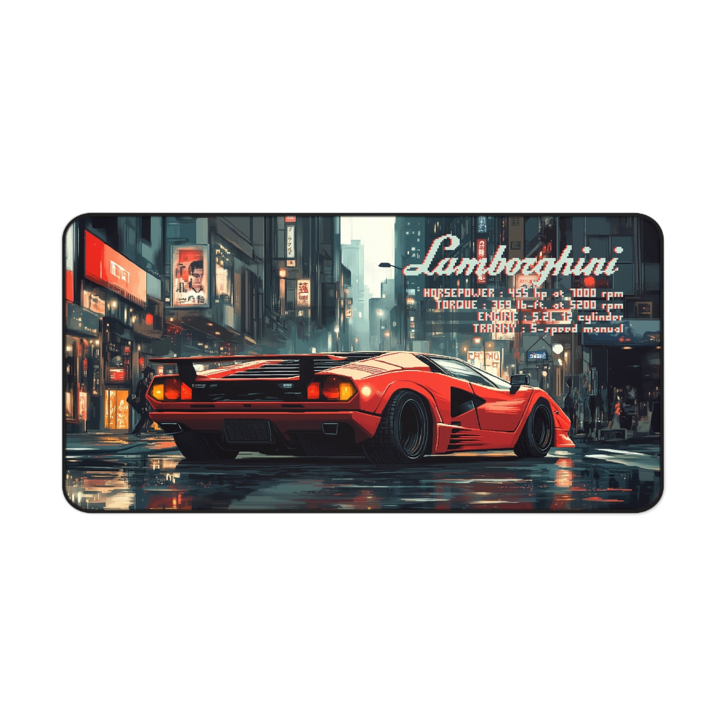 15.5 inch by 31 inch Lamborghini Countach Deskmat on a white background