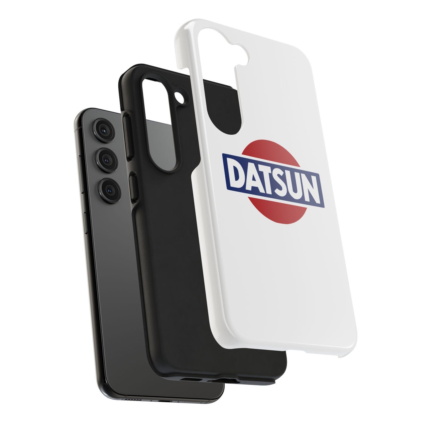 Exploded view of the White Samsung Galaxy S23 Datsun phone case.