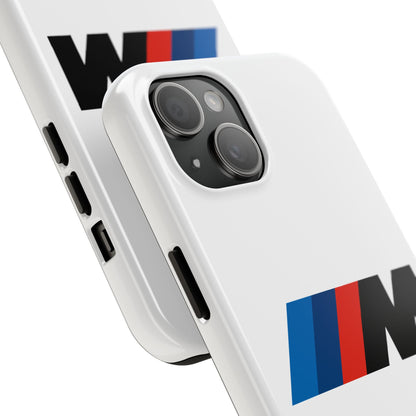 Back view of the White iPhone 15 BMW M phone case.