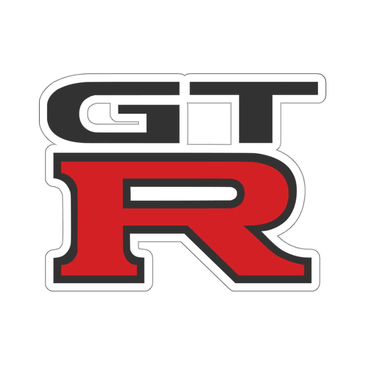 4 inch white GTR sticker on a white background