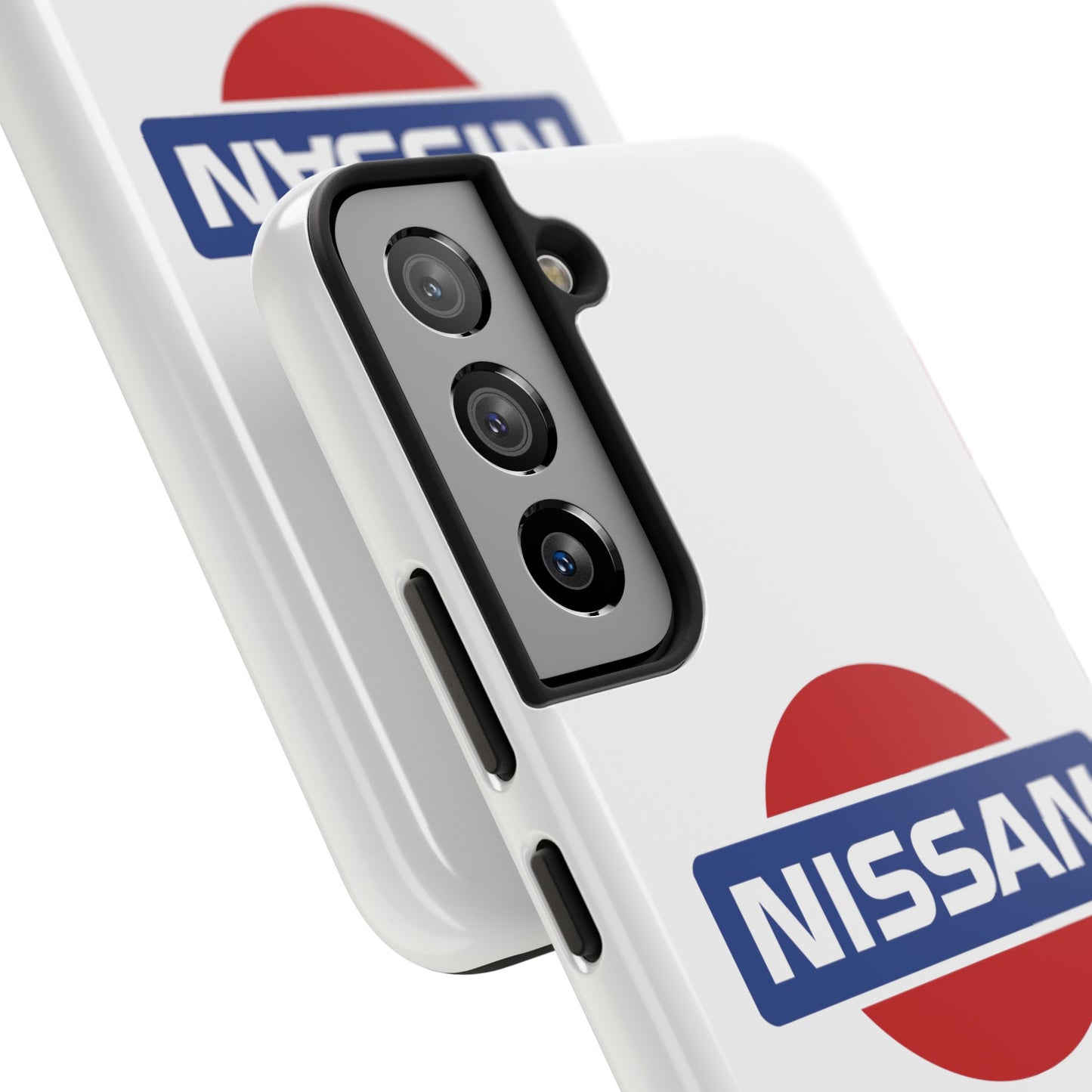 Back view of the White Samsung Galaxy S22 Vintage Nissan phone case.