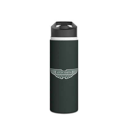 Front view of the 18oz Aston Martin stainless steel water bottle.