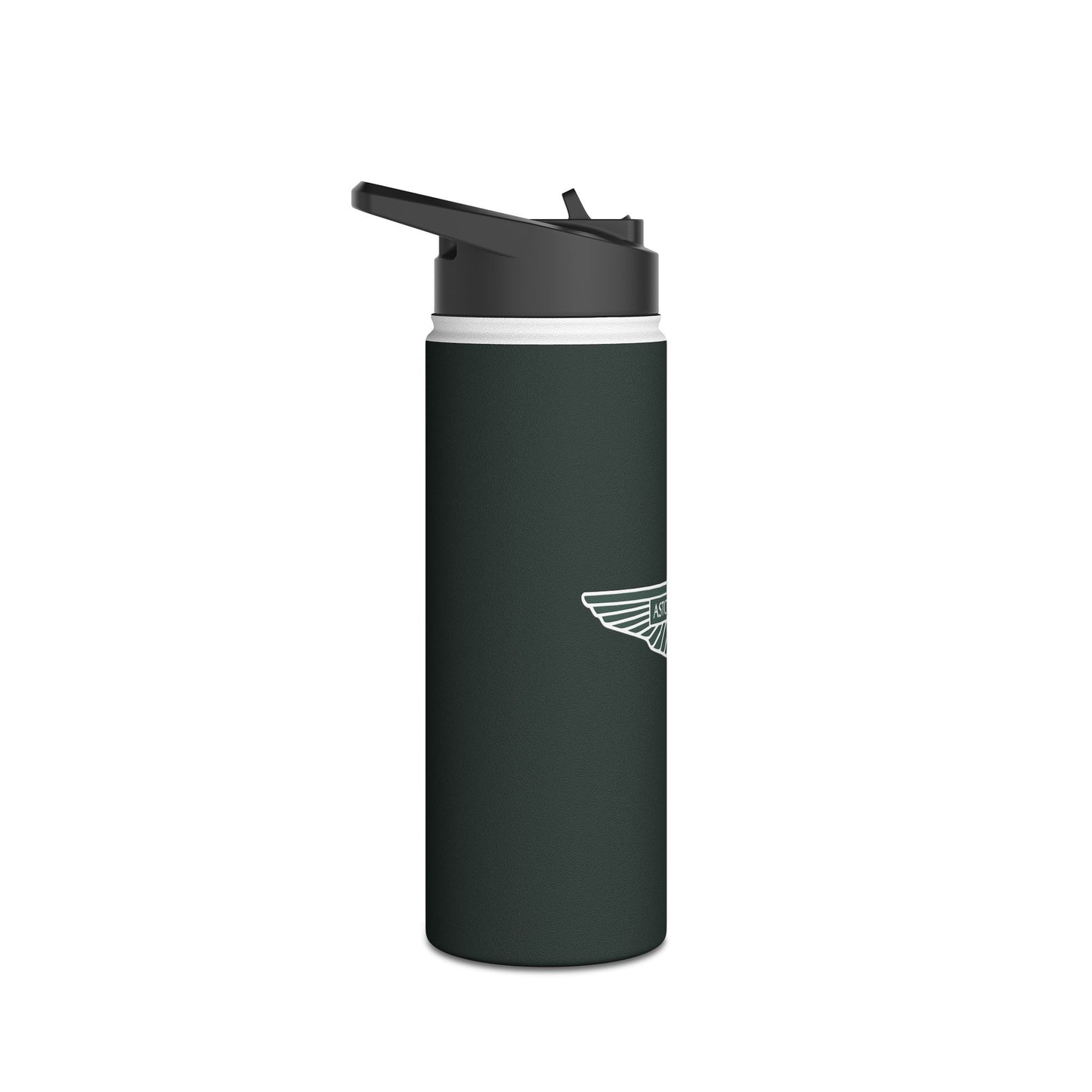 Side view of the 18oz Aston Martin stainless steel water bottle