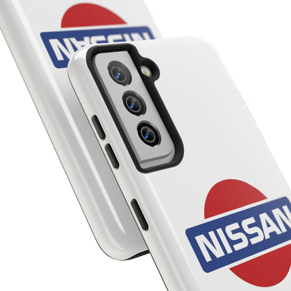 Back view of the White Samsung Galaxy S21 Vintage Nissan phone case.