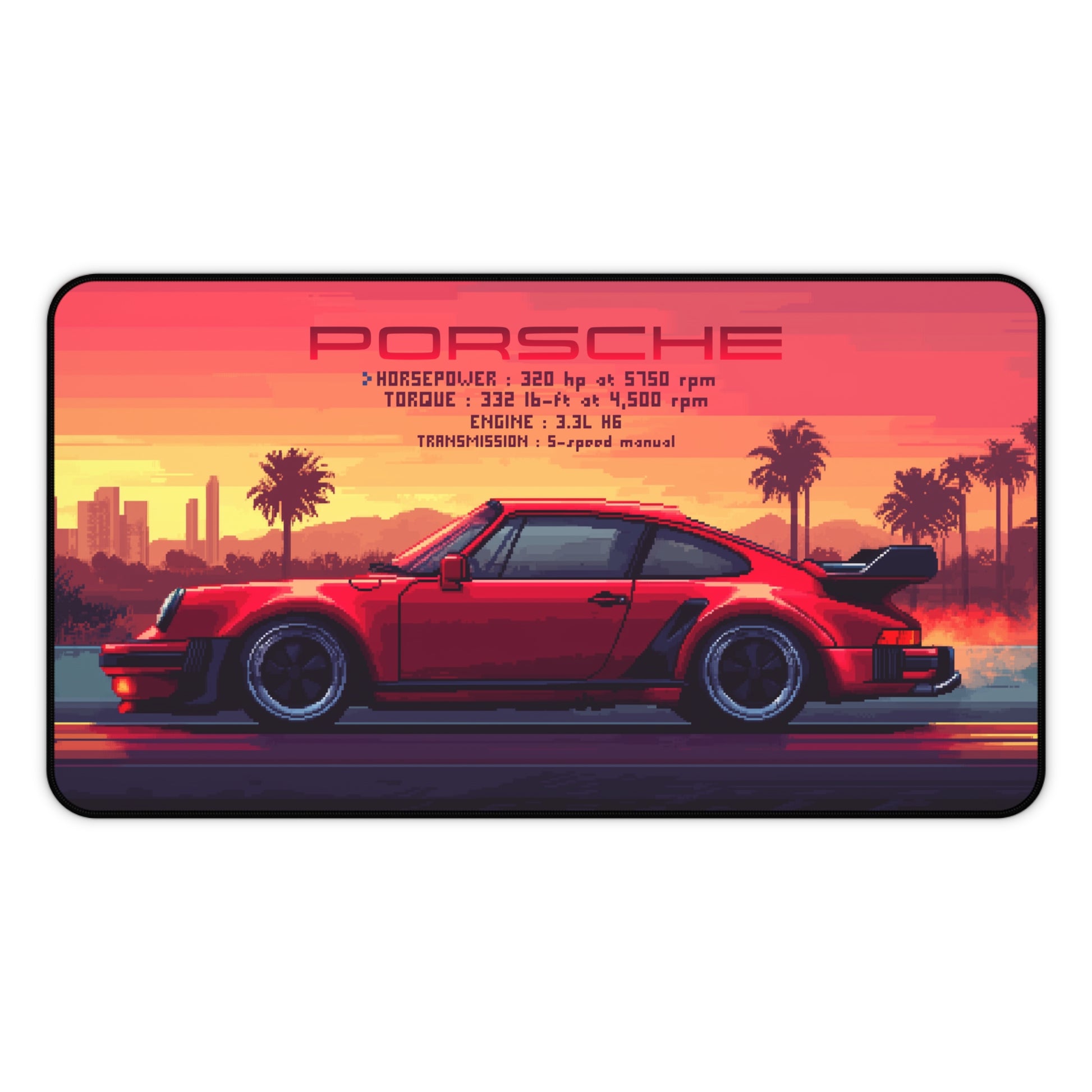 12 inch by 22 inch Porsche 911 Turbo Deskmat on a white background