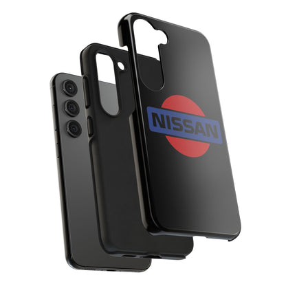 Exploded view of the Black Samsung Galaxy S23 Vintage Nissan phone case.