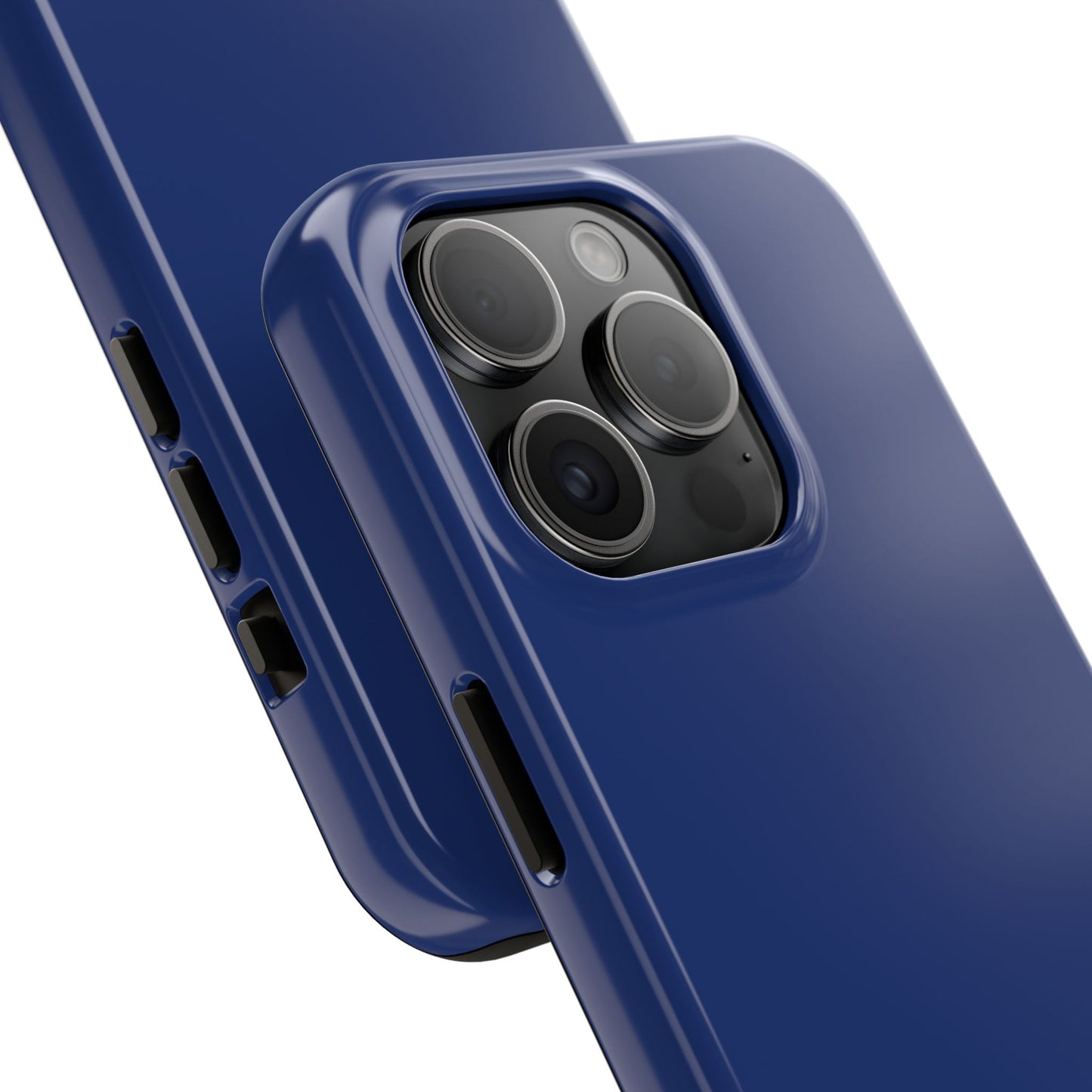 Back view of the iPhone 15 Pro BMW Tanzanite Blue phone case. 