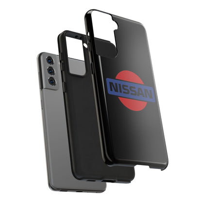 Exploded view of the Black Samsung Galaxy S21 Vintage Nissan phone case.