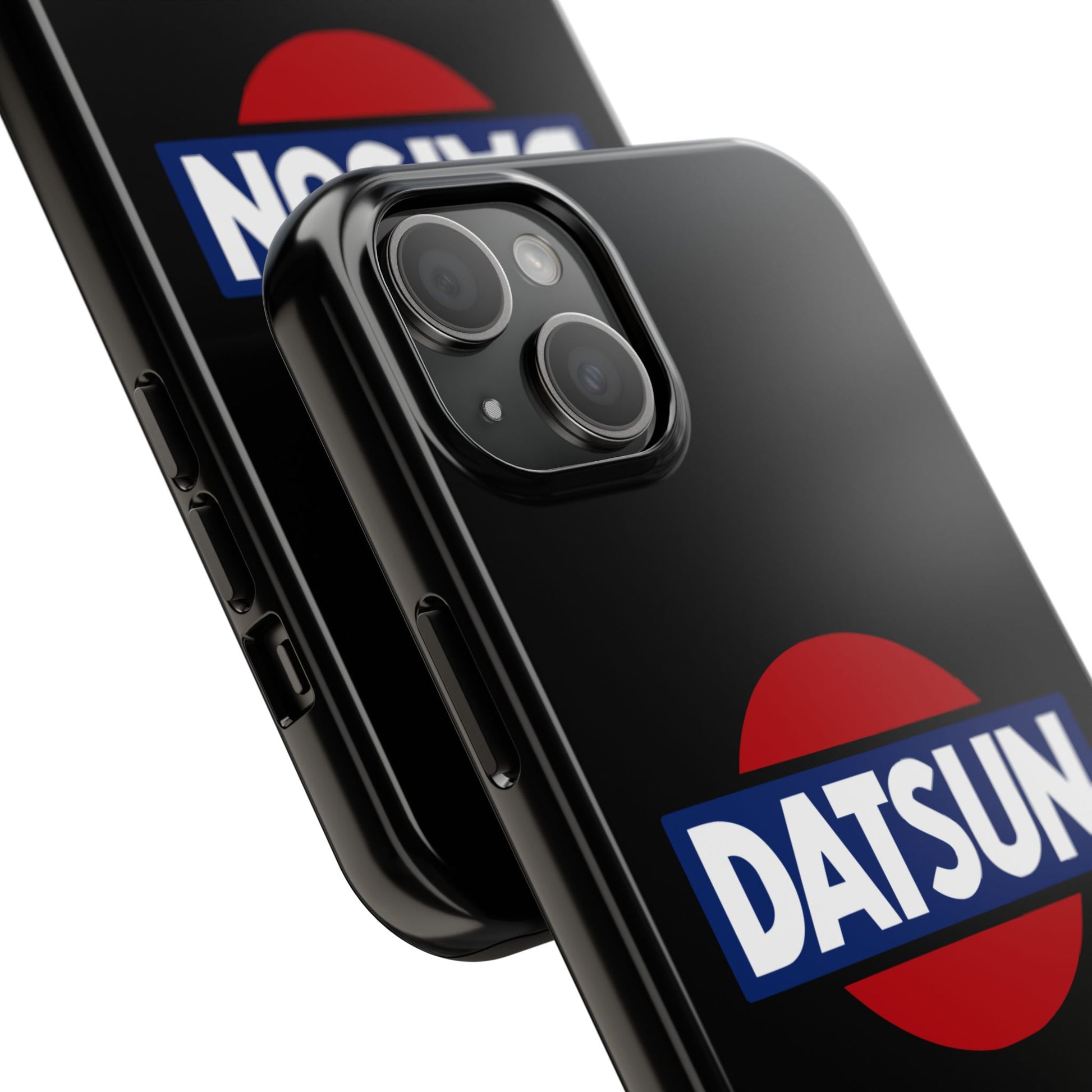 Back view of the Black iPhone 15 Plus Datsun phone case.