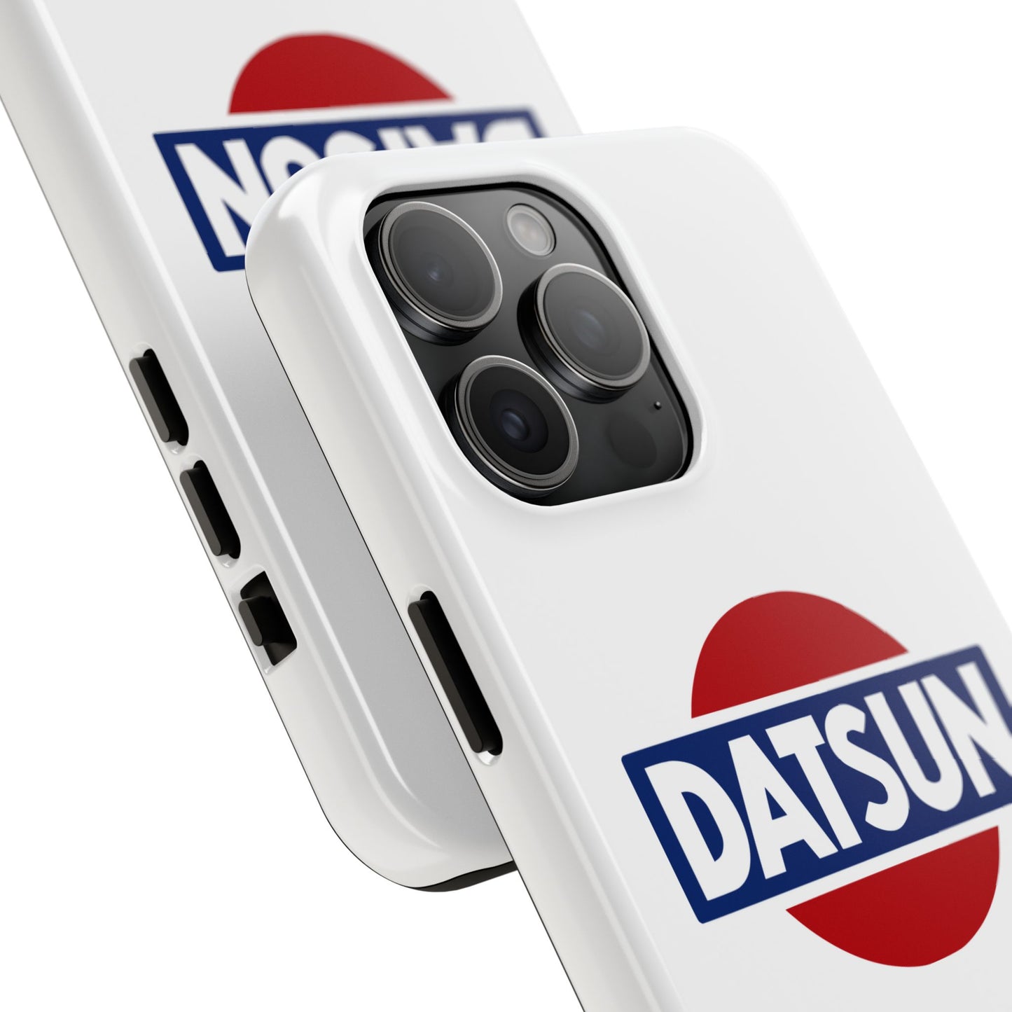 Back view of the White iPhone 15 Pro Max Datsun phone case.