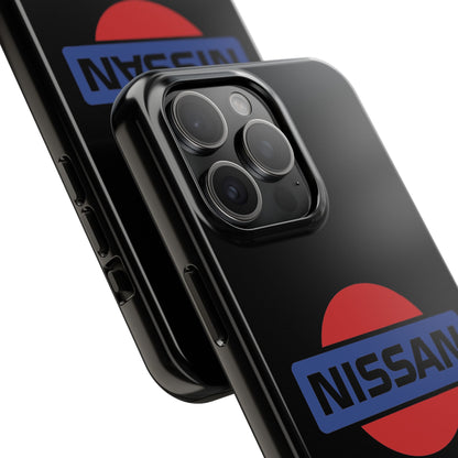 Back view of the Black iPhone 15 Pro Max Vintage Nissan phone case.