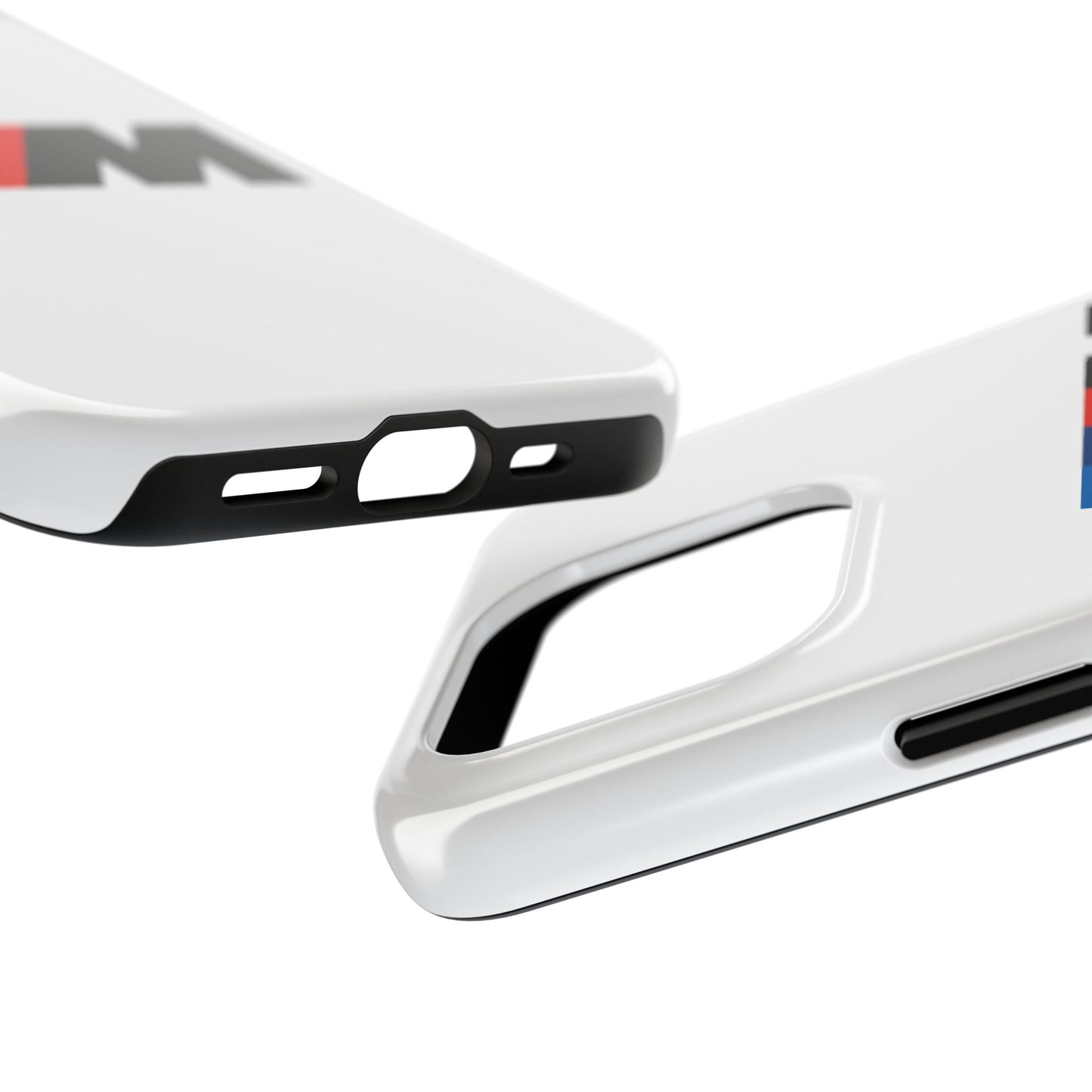 Side view of the White iPhone 15 Pro BMW M phone case