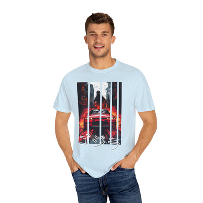 Chambray Godzilla T-shirt with Nissan GT-R graphic design