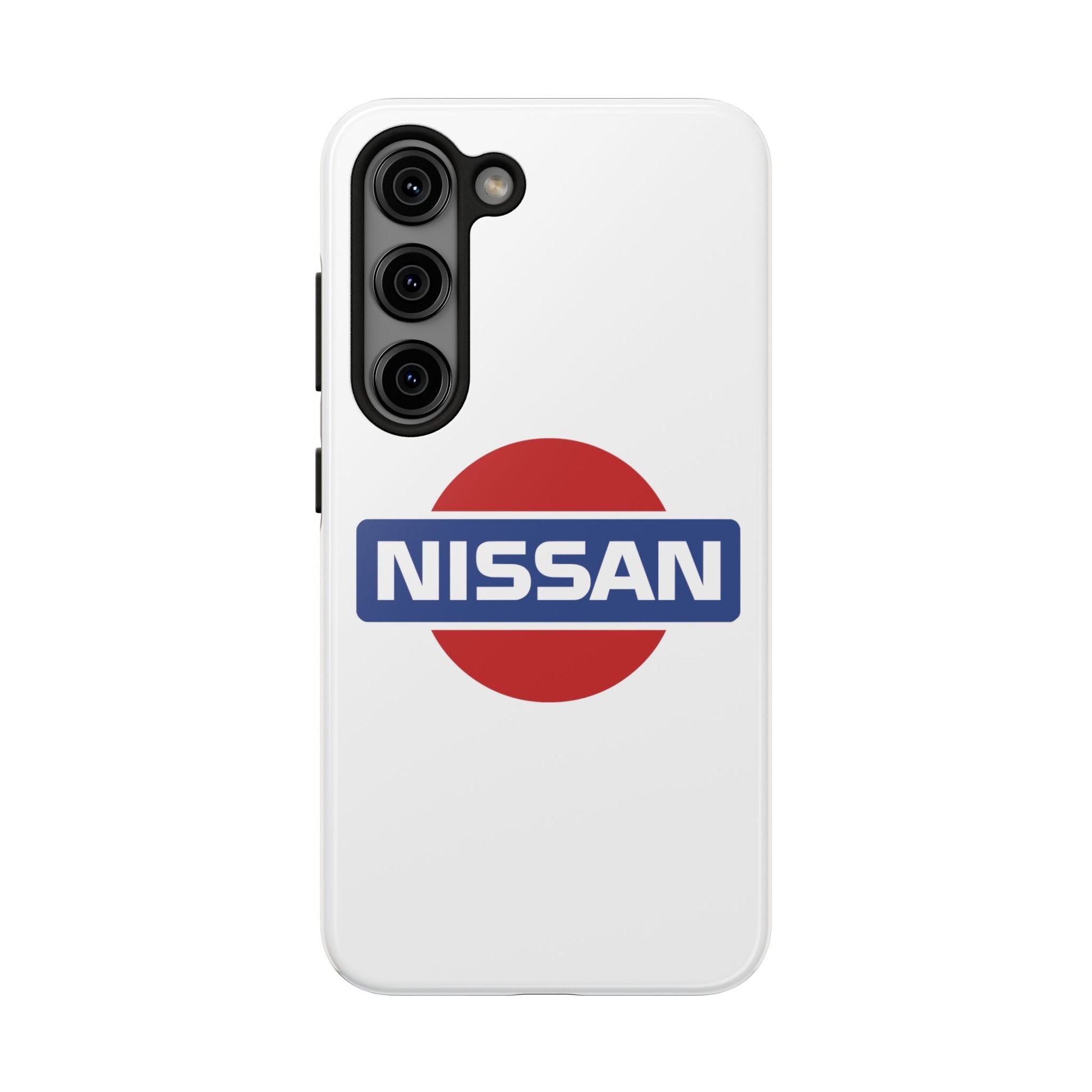 Primary view of White Samsung Galaxy S23 Vintage Nissan phone case.