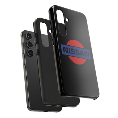 Exploded view of the Black Samsung Galaxy S24 Vintage Nissan phone case.