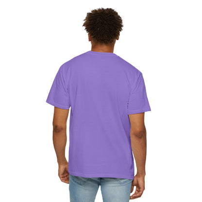 Rear view of model wearing Violet Track Day T-shirt