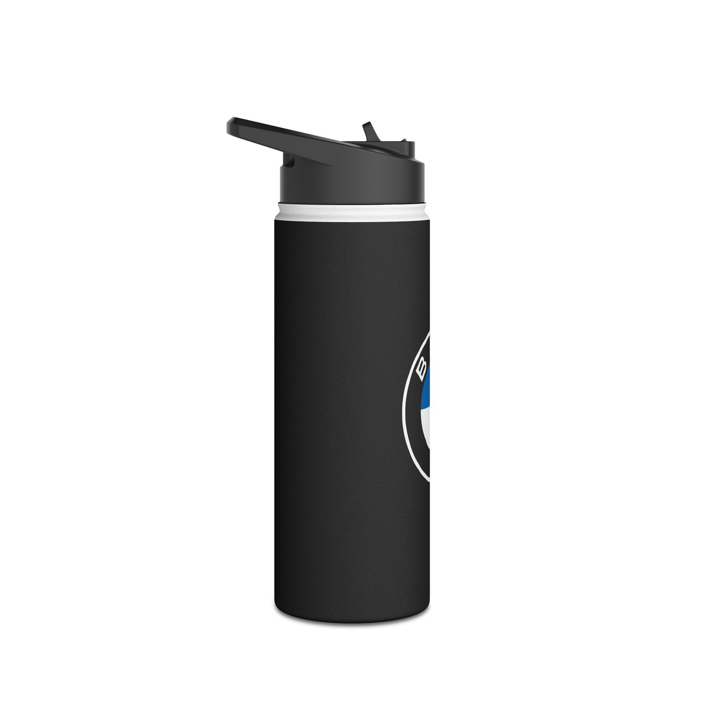 Left Side view of the 18oz BMW stainless steel water bottle