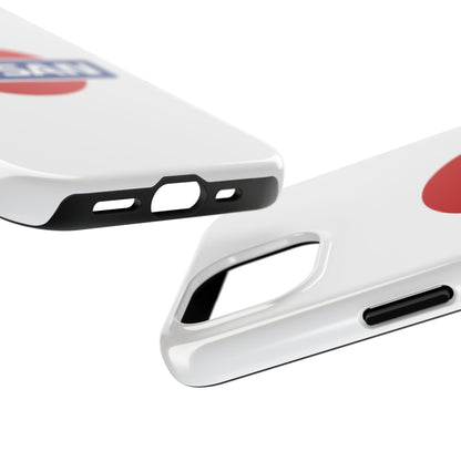 Side view of the White iPhone 15 Vintage Nissan phone case