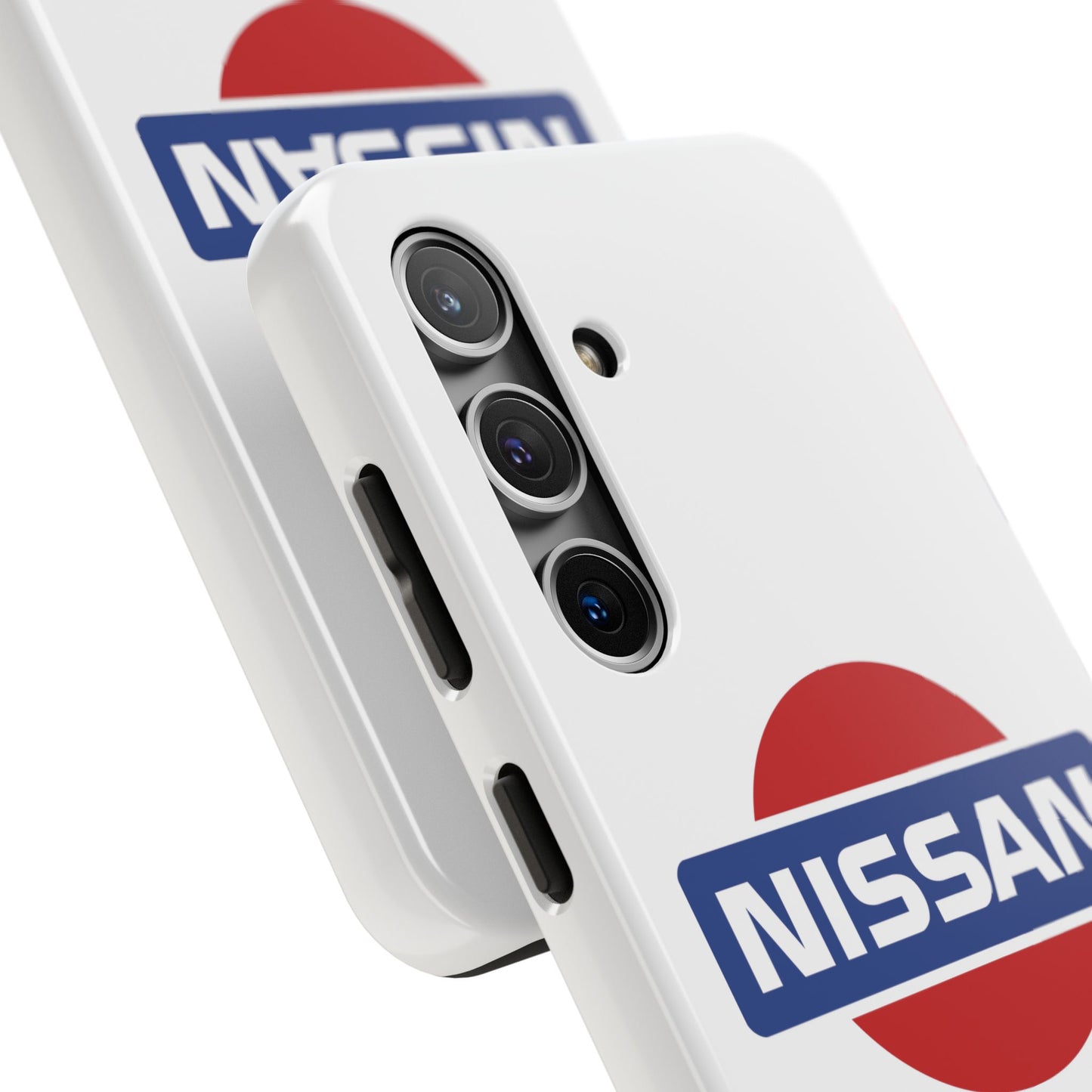 Back view of the White Samsung Galaxy S24 Vintage Nissan phone case.