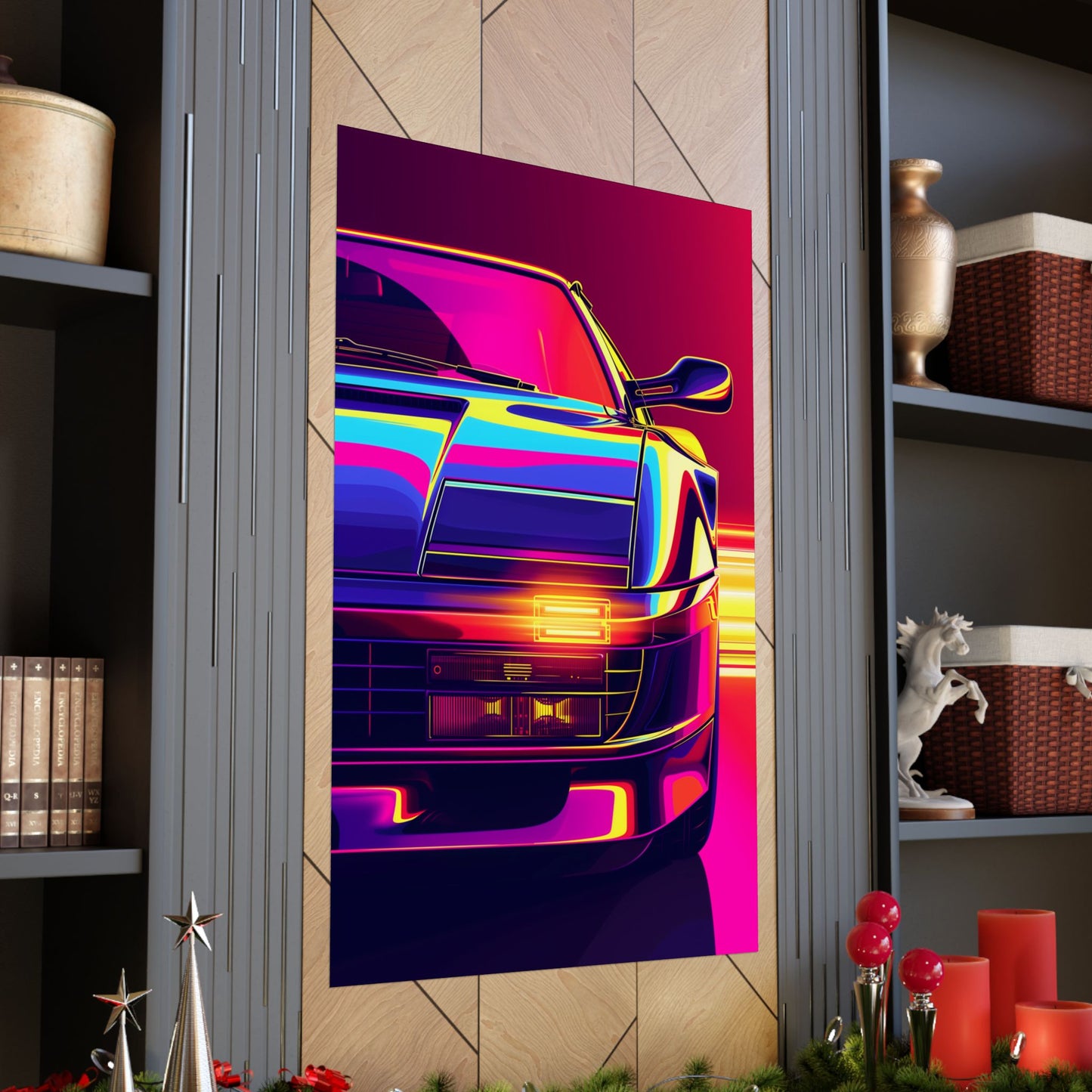 36 x 54 inch Ferrari Testarossa matte poster displayed on a wall