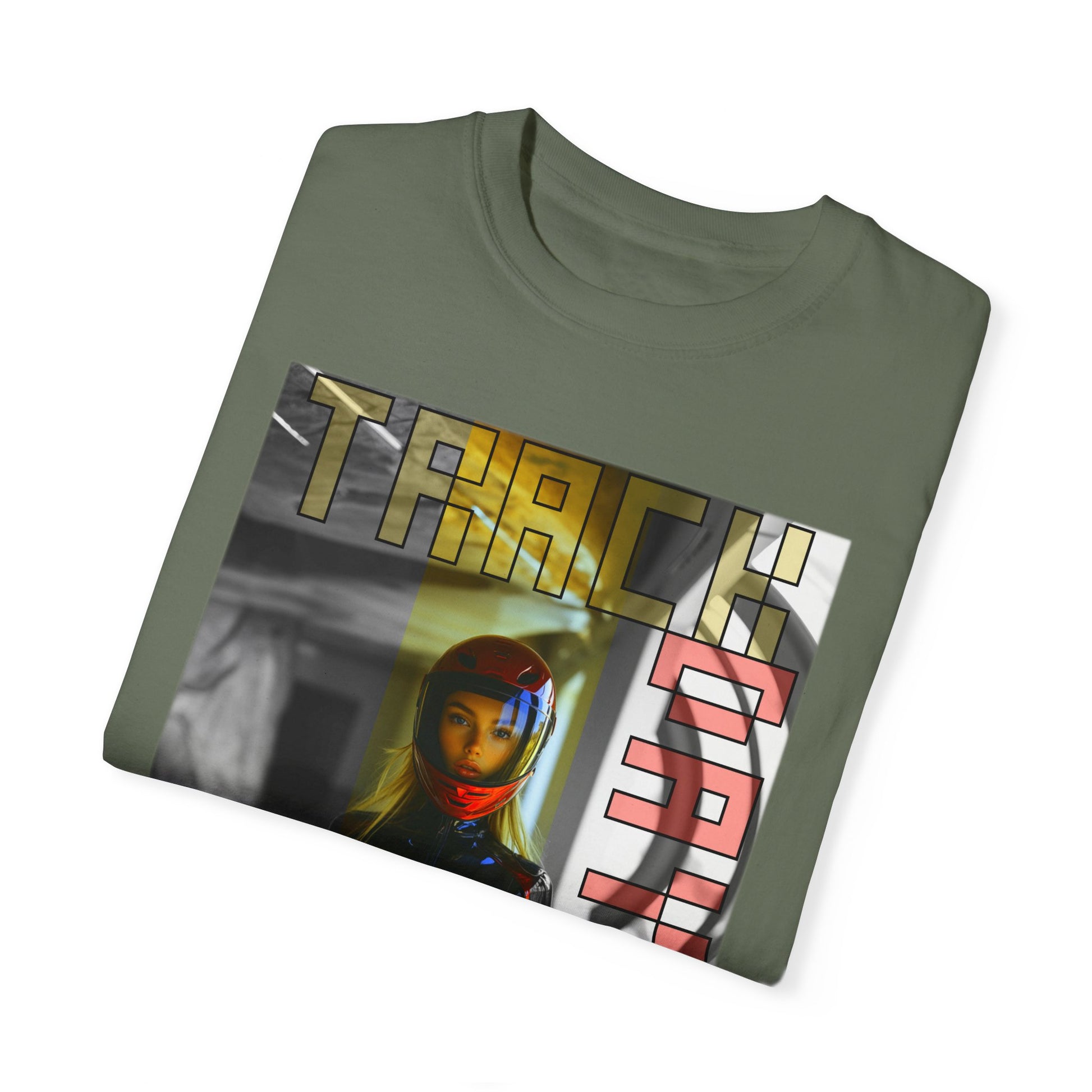 Folded view of Moss Track Day T-shirt