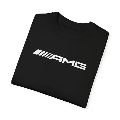 Black AMG T-Shirt with white text, folded.
