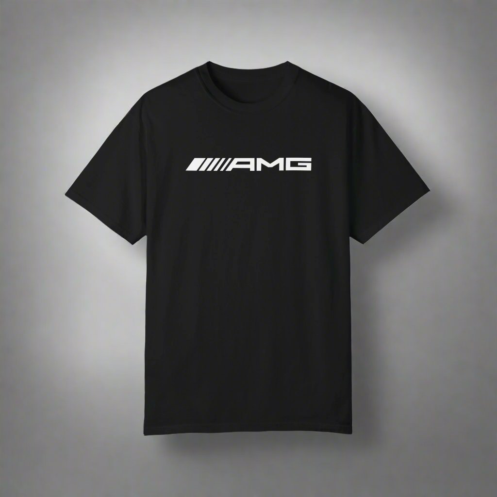 Black AMG T-Shirt with white text.
