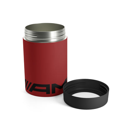 Top view of the AMG can holder in Mars Red, highlighting the interior and insulation.