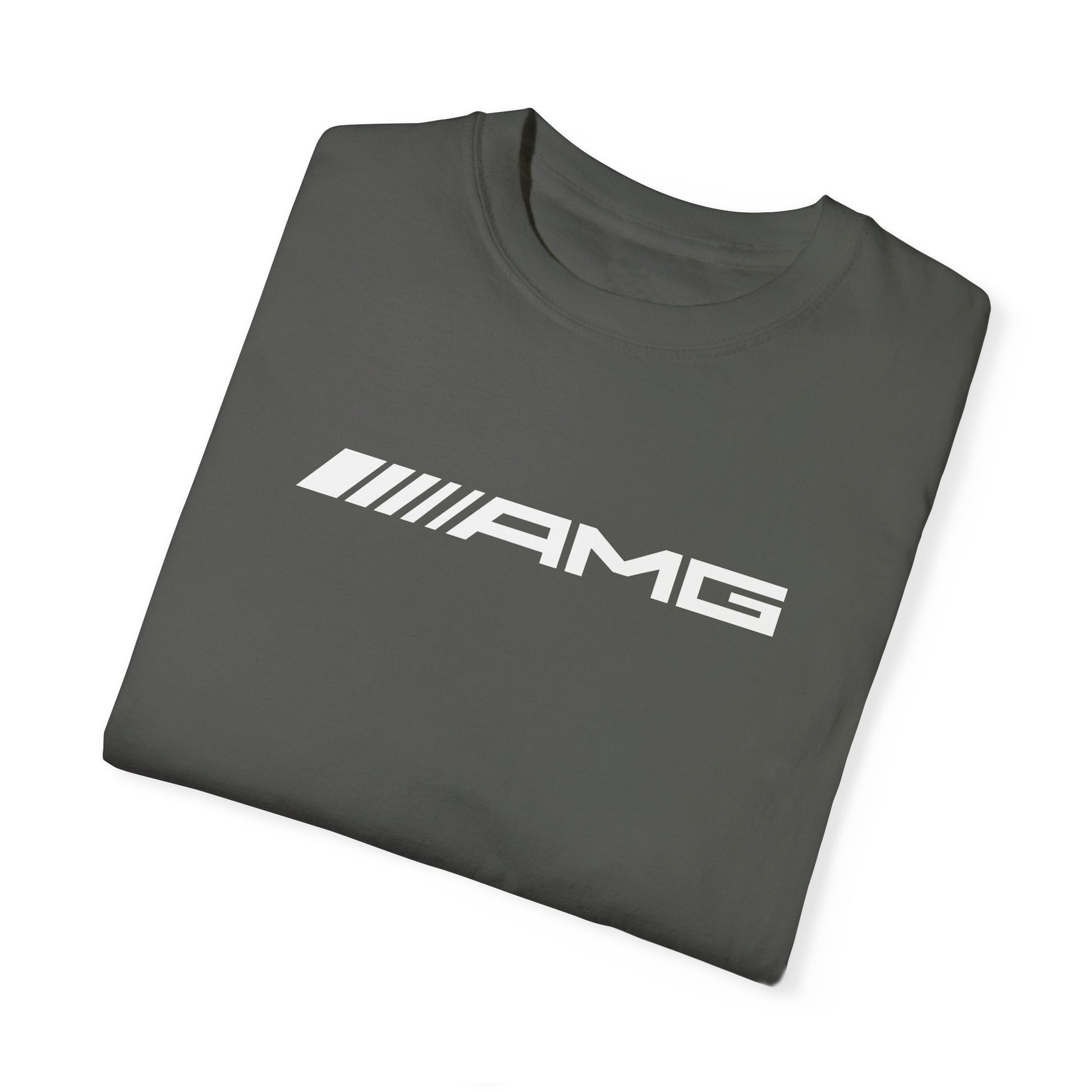 Pepper AMG T-Shirt with white text, folded.
