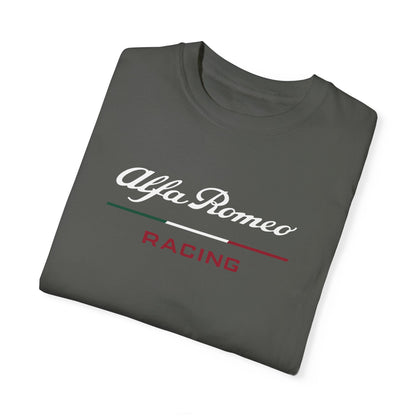 Pepper Alfa Romeo Racing T-Shirt with white and red text, folded.
