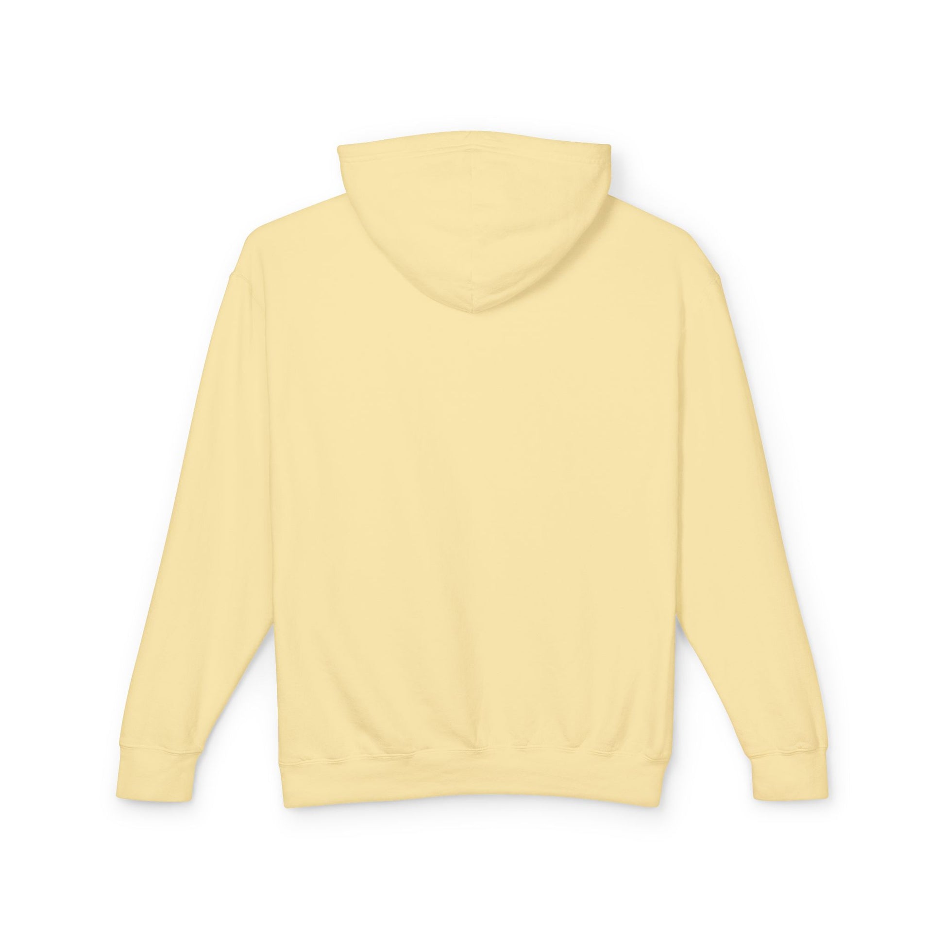 Backside of the Butter or Light Yellow Alfa Romeo Racing hoodie with no designs on the back.
